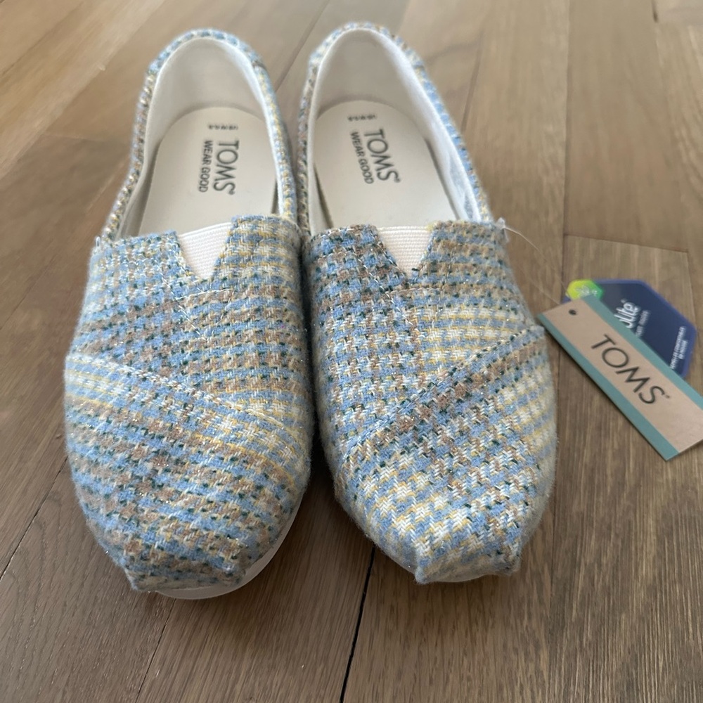 TOMS Women’s Alpargata Blue Plaid Shoes